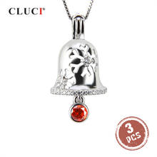 CLUCI 3 шт Рождественский колокольчик в форме стерлингового серебра 925 пробы кулон для женщин ожерелье изготовление серебра 925 жемчужный медальон кулон SC160SB 2024 - купить недорого
