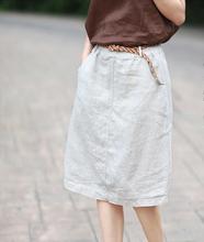 Юбка женская с эластичным поясом, жаккардовая хлопковая пеньковая юбка с завышенной талией, большие размеры, весна 2024 - купить недорого