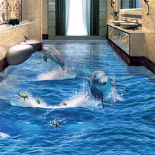 Самоклеящиеся водонепроницаемые креативные фотообои из ПВХ с прыгающим дельфином, 3D-обои для пола, гостиной, ванной комнаты, Нескользящие н... 2024 - купить недорого