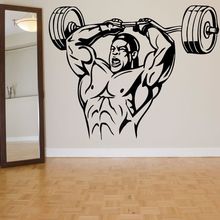 Muscle Man Wall Sticker Man Powerlifting Wall Mural Bodybuilding Gym Decoration Removable Vinyl Sports Man Wall Decals AY956 2024 - buy cheap