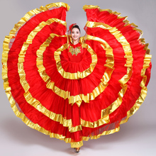 Vestido de tourada espanhola adulto feminino abertura roupa de dança vestido vermelho saia nacionais dança grande balanço h612 2024 - compre barato