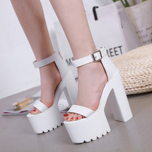 2022 New Summer Shoes Women White Open Toe Button Belt Thick  Heel Wedges Platform Shoes Fashionable Casual Sandals Female  16cm 2024 - buy cheap