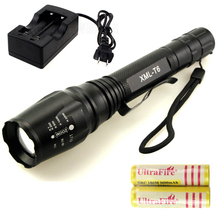 5000 lumen led flashlight cree xml t6 5 mode  zoomable tactical torch flashlight with clamp + 2 x 18650 battery + 1 * charger 2024 - buy cheap