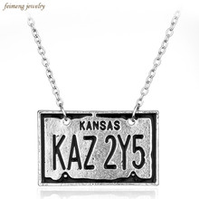 Hot Sale Supernatural Jewelry Kansas KAZ 2Y5 License Plate Number Pendant Necklace For Women And Men 2024 - buy cheap