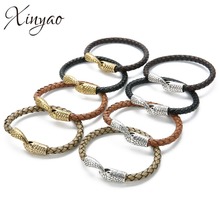 XINYAO 1pc 21cm Genuine Leather Bracelet & Bangle Snake Head Bracelet Bangle Accessories for Blessing Men Bracelet Jewelry 2024 - buy cheap