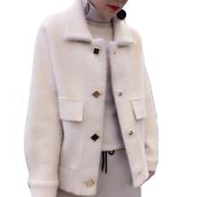 Women 2019 Fashion Spring Autumn Faux Mink Cashmere Coat Female Loose Casual Plush Outwear Ladies Solid Wild Warm Overcoat V894 2024 - buy cheap