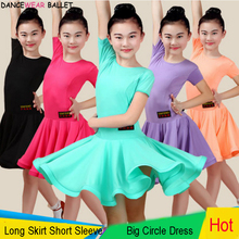 Meninas júnior vestidos de dança latina grande salão de baile tango saia crianças salsa desempenho competição trajes prática wear 2024 - compre barato