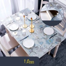 1.0mm PVC waterproof table cloth soft glass plastic tablecloth Kitchen Pattern Oil Table Cover Glass Soft Cloth Table 2024 - buy cheap
