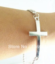 Antique Silvers Vintage Charms Horizontal Sideways Cross Good Luck Bracelet &Bangle Jewelry For Women Dress Brand 20pcs  Z560 2024 - buy cheap