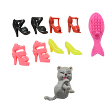 1 conjunto de acessórios para bonecas, brinquedos blister de brinquedo para crianças, sapatos de plástico, pente em forma de peixe, gato para boneca 2024 - compre barato