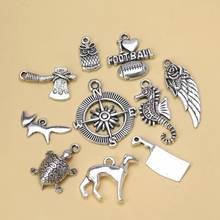 100pcs Vintage Tibetan Silver I Love Dog fox Tortoise compass Owl Ax Mix Charm Pendants DIY New Fashion Charms Jewelry S6538 2024 - buy cheap