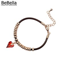 BeBella-pulsera colgante de cristal con cristales austriacos Swarovski, cuerda de cuero para niñas, regalo de Navidad 2024 - compra barato