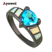 New Statement Jewelry Zircon Fashion Jewelry White Fire Opal Silver Stamped Blue Zirconia Rings USA Size #6#7#8#9 OR807A 2024 - buy cheap