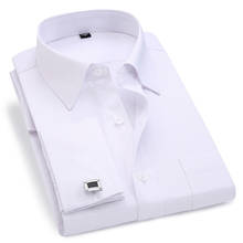Camisa de vestir con puños franceses para hombre, camisa de manga larga con botones, de marca, de ajuste Regular, blanca, nueva, 6XL, 2021 2024 - compra barato