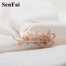 Hot Custom Design Brooch For Women Men Gold Silver Handwriting Signature Name Brooches Pins Scraf Buckle Label Pin party Jewelry 2024 - buy cheap