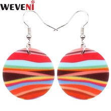 WEVENI Bohemian Acrylic Drop Dangle Big Round Earrings For Women Newest Fashion Accessories Unique Statement Jewelry Bricons 2024 - buy cheap
