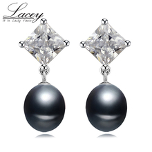 Fashion natural pearl earrings for women,925 Sterling Silver drop earrings jewelry,real black Pearl Earrings 2024 - buy cheap