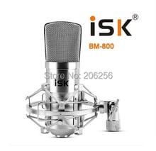 Конденсаторный микрофон с большой диафрагмой ISK, комплект микрофона для студийной записи bm800 + 48 В, фантомный источник питания + поп-фильтр + кабели 2024 - купить недорого