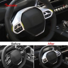 Tonlinker Interior Car Steering Wheel Panel Cover sticker for Peugeot 3008/GT 2017-19 Car Styling 1 PCS ABS Carbon Cover sticker 2024 - buy cheap