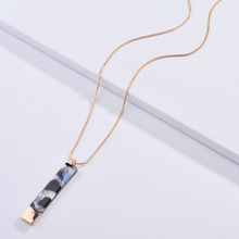2019 Trendy Rectangle Geometric Necklaces & Pendants Long Sweater Chain Statement Necklace Acrylic Pendant for Women Jewelry 2024 - buy cheap