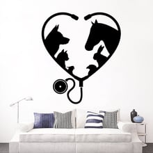 Calcomanía de pared para ventana de salón de aseo, pegatinas de Arte de vinilo autoadhesivo extraíble para medicina veterinaria, Animal, mascota, decoración Interior, D379 2024 - compra barato