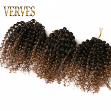 VERVES 9 piece 30g/piece brown crochet braids hair synthetic 8 inch curly Braid ombre braiding hair extentions burgundy,black 2024 - buy cheap