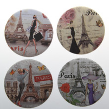 75mm Exquisite plastic Portable pocket mirror round shape foldable makeup mirror Eiffel Tower girls Cosmetic mirrors 2024 - buy cheap