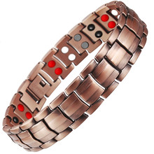 2019 mens magnetic bracelet 99.99% Pure Copper Magnetic Therapy Bracelets for Men Arthritis Pain Relief Stainless Steel Bangle 2024 - buy cheap