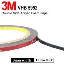 wholesales 5pcs 3mmx3Mx1.1mm 3M VHB 5952 Heavy Duty Double Sided Adhesive Acrylic Foam Tape Black freeshipping 2024 - buy cheap