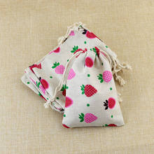 Hot Sale 50pcs/lot Strawberry Design Cotton Bags 10x14cm Drawstring Gift Bag Cute Charms Bracelet Jewelry Packaging Bags Pouches 2024 - buy cheap