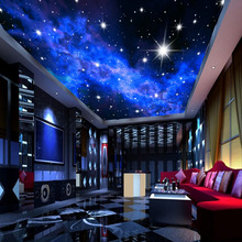 Пользовательская фотография настенная бумага 3D звезда потолочная настенная бумага 3D гостиная спальня KTV бар потолочная настенная живопись Нетканая настенная бумага 2024 - купить недорого