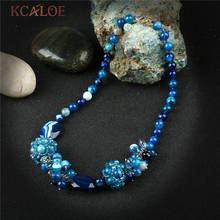 KCALOE, женское синее колье, массивное ожерелье, ювелирное изделие, натуральный камень, подвеска, ручной работы, из бисера, кристалл, ожерелье s для женщин 2024 - купить недорого