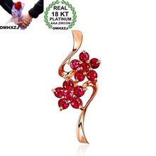 Omhxzj atacado europeu moda mulher menina festa de casamento presente flor rubi 18kt rosa ouro colar pingente charme ca190 2024 - compre barato