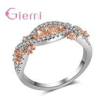 Luxurious Super Shining Crystal Cubic Zirconia Stone Finger Rings With Rose Gold Color Jewelry For Women Ladies Present 2024 - buy cheap