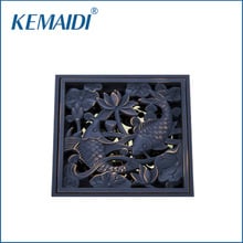 KEMAIDI Floor Drain Bathroom Euro Oil Rubbed Black Bronze Fish 5381 Carved Bathroom Accessories Washroom Square Floor Drain 2024 - buy cheap