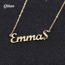 Custom Name Necklace with Dollar Sign  Stainless Steel Gold  Silver  Nameplate Necklace Women Men Bridesmaid Gift 2024 - buy cheap