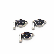 Hot Sale 10pcs/lot Metal Enamel Black Doctorial Hat Floating Charms For Living Glass Memory Floating Lockets Necklace Jewelry 2024 - buy cheap