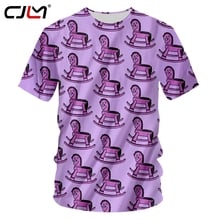 CJLM-Camiseta con cuello redondo para hombre, camisa con estampado 3D completo, arreglo geométrico de caballo de madera púrpura, gran oferta, venta al por mayor 2024 - compra barato