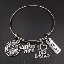 Модный американский армейский женский браслет диаметром 64 мм, очаровательные браслеты из проволоки из нержавеющей стали, модная женская цена 2024 - купить недорого