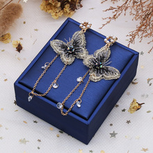 LUBOV 3colors Crystal Stone Decoration Gold Color Long Chain Dangle Earrings Vivid Butterfly Drop Earrings Elegant Women Jewelry 2024 - buy cheap