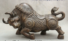 Китайская народная чистая бронза династия фэн шуй дворец богатство иуки бык, Мул статуя оксена 2024 - купить недорого