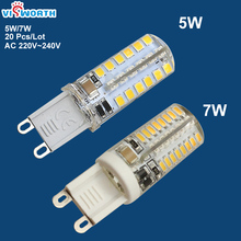 (20PCS/LOT) 5W 7W G9 Silicon Led Crystal Lamp 360 Degree Light Bulbs Ac 220V 230V SMD3014 64PCS Leds Corn Light Warm Cold White 2024 - buy cheap