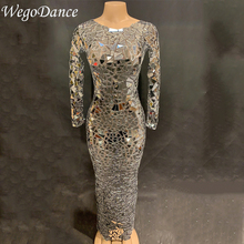 Женское платье, длинное Сетчатое, с блестками, эластичный костюм для сценического танца 2024 - купить недорого