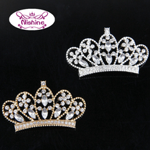 Nishine Vintage Inspired Gold & Silver Crown Button Flatback Rhinestone Crown Tiara DIY Hair Bow Hair Accessories Embellishment 2024 - buy cheap