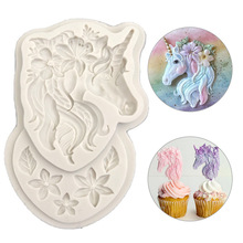 New Flower Unicorn Shape Fondant Cake Silicone Mold Cookies Chocolate Molds Biscuits Candy Mould Baking Cake Decoration Tools 2024 - buy cheap