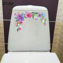 Zttzdy adesivo de decoração de quarto e plantas, 25*15.8cm, cor de flor, assento de vaso sanitário, decalque de parede para casa 2024 - compre barato