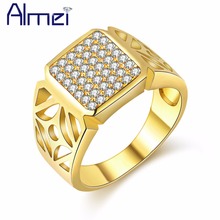 Almei Wedding Men Big Punk Rings Gold Color Fashion Crystal Jewelery Ring Anillos Gift Bague Men's Jewelry Anel Masculino JX004 2024 - buy cheap