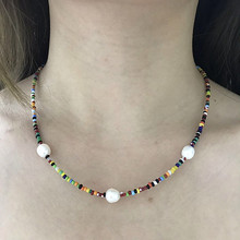 handmade natural fresh water PEARLS RAINBOW necklace for women femme boho necklace armbandjes dames necklace acier inoxydable 2024 - buy cheap