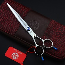 Left-Hander 7'' Silvery Hairdressing Scissors With Bag JP 440C 62HRC Barber's Shears Dogs Cats Pet Cutting Shears Hair Scissors 2024 - buy cheap