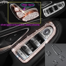 Crystal/Carbon Fiber/Chrome Style For Mercedes Benz C Class W205 GLC X253 LHD Car Window Glasses Lifter Button Cover Switch Trim 2024 - buy cheap